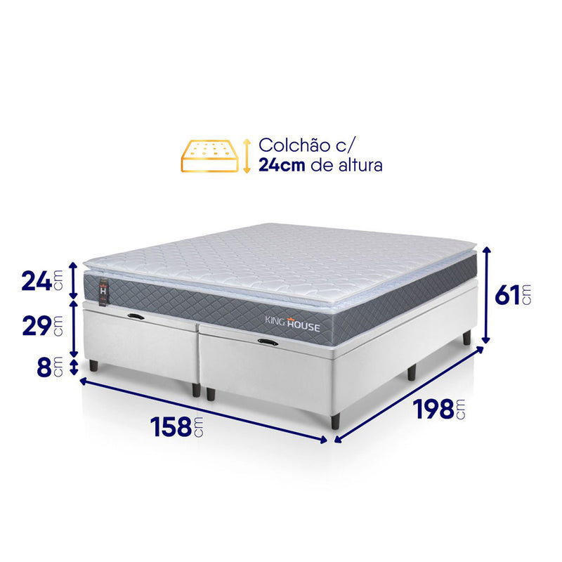 Cama Box Baú Luanda Espuma D28 Queen 158x198 King House
