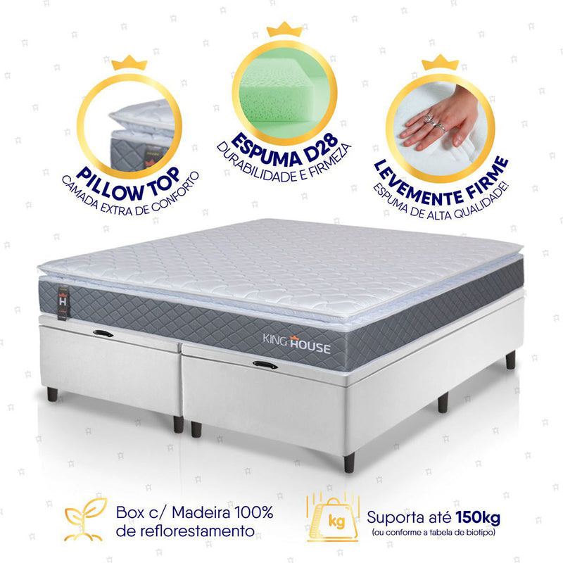 Cama Box Baú Luanda Espuma D28 Queen 158x198 King House