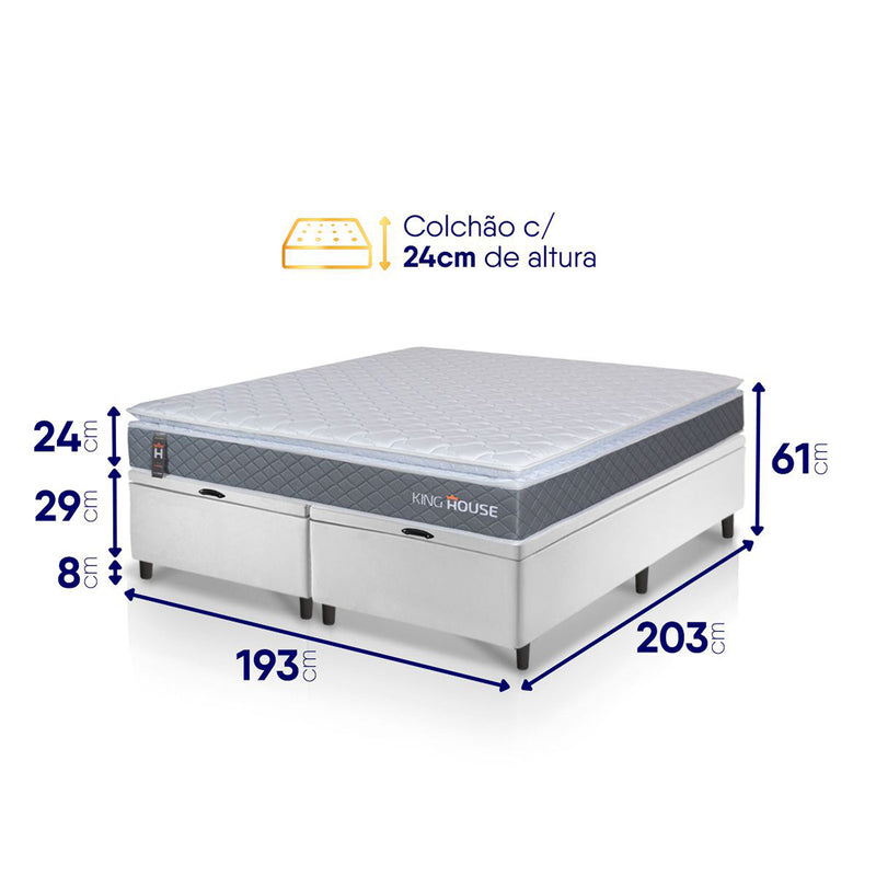 Cama Box Baú Luanda Espuma D28 King 193x203 King House