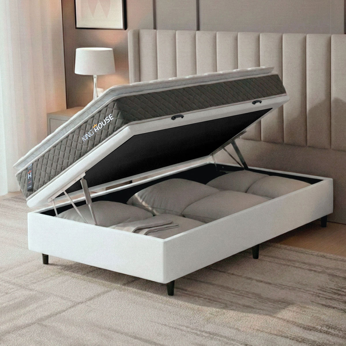 Cama Box Baú Luanda Espuma D28 Solteirão 96x203 King House