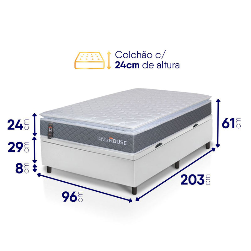Cama Box Baú Luanda Espuma D28 Solteirão 96x203 King House