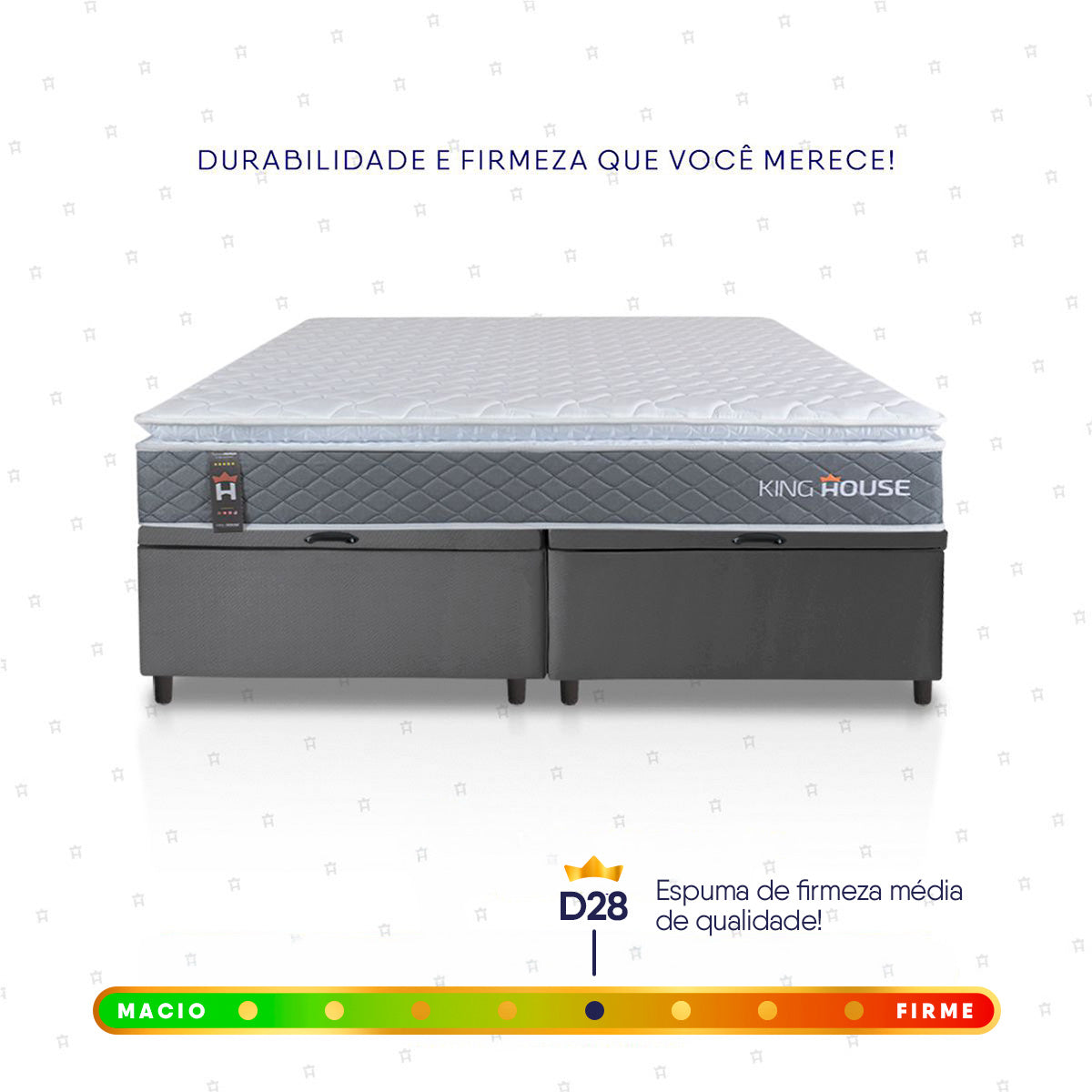 Cama Box Baú Luanda Espuma D28 King 193x203 Cinza King House