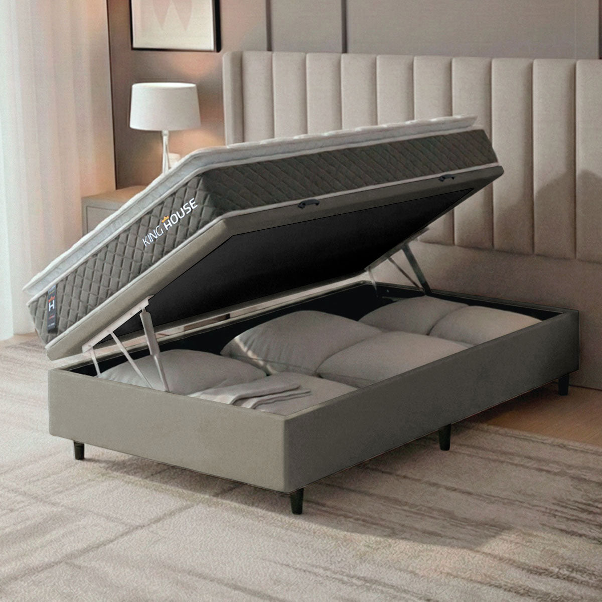 Cama Box Baú Luanda Espuma D28 Solteirão 96x203 King House