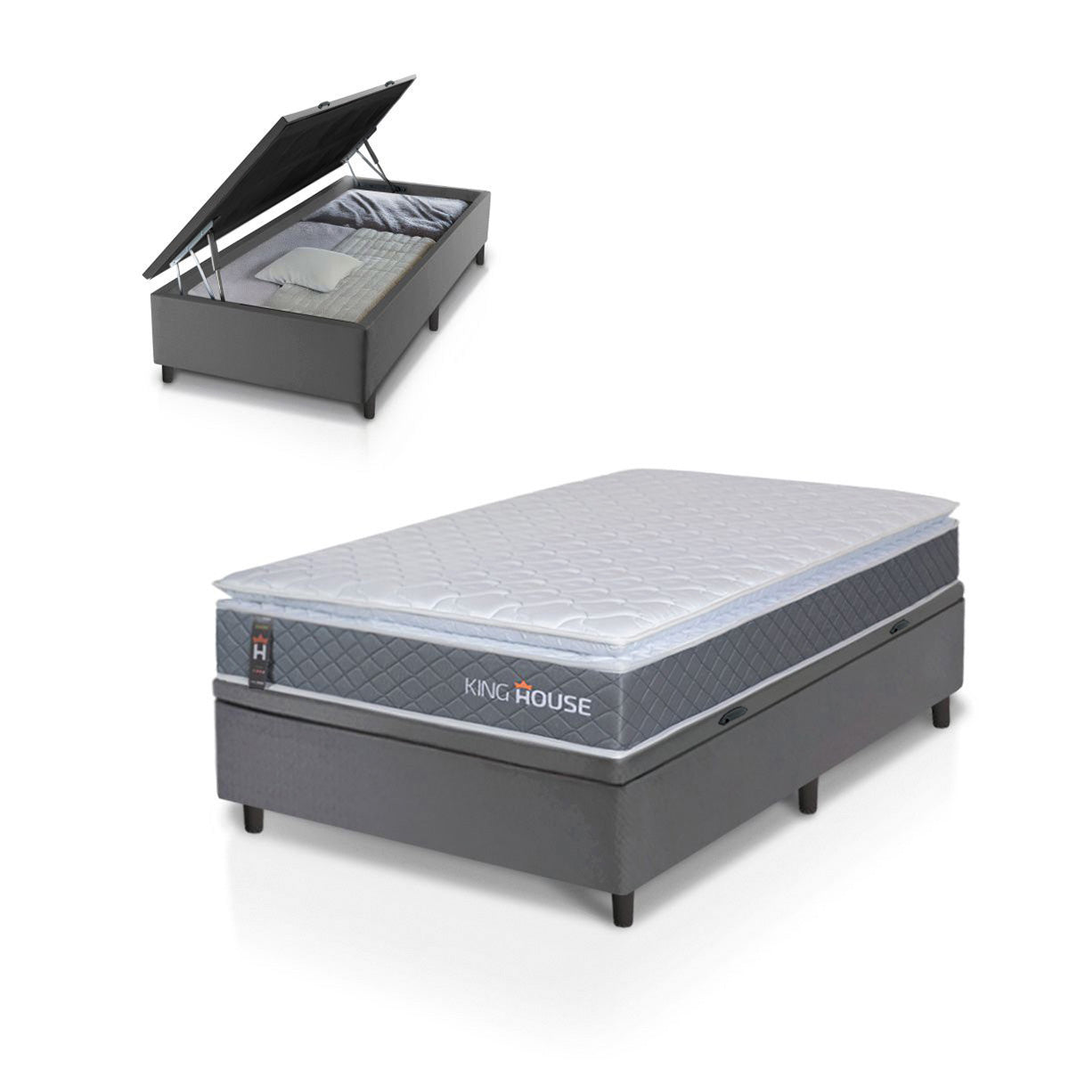 Cama Box Baú Luanda Espuma D28 Solteirão 96x203 King House