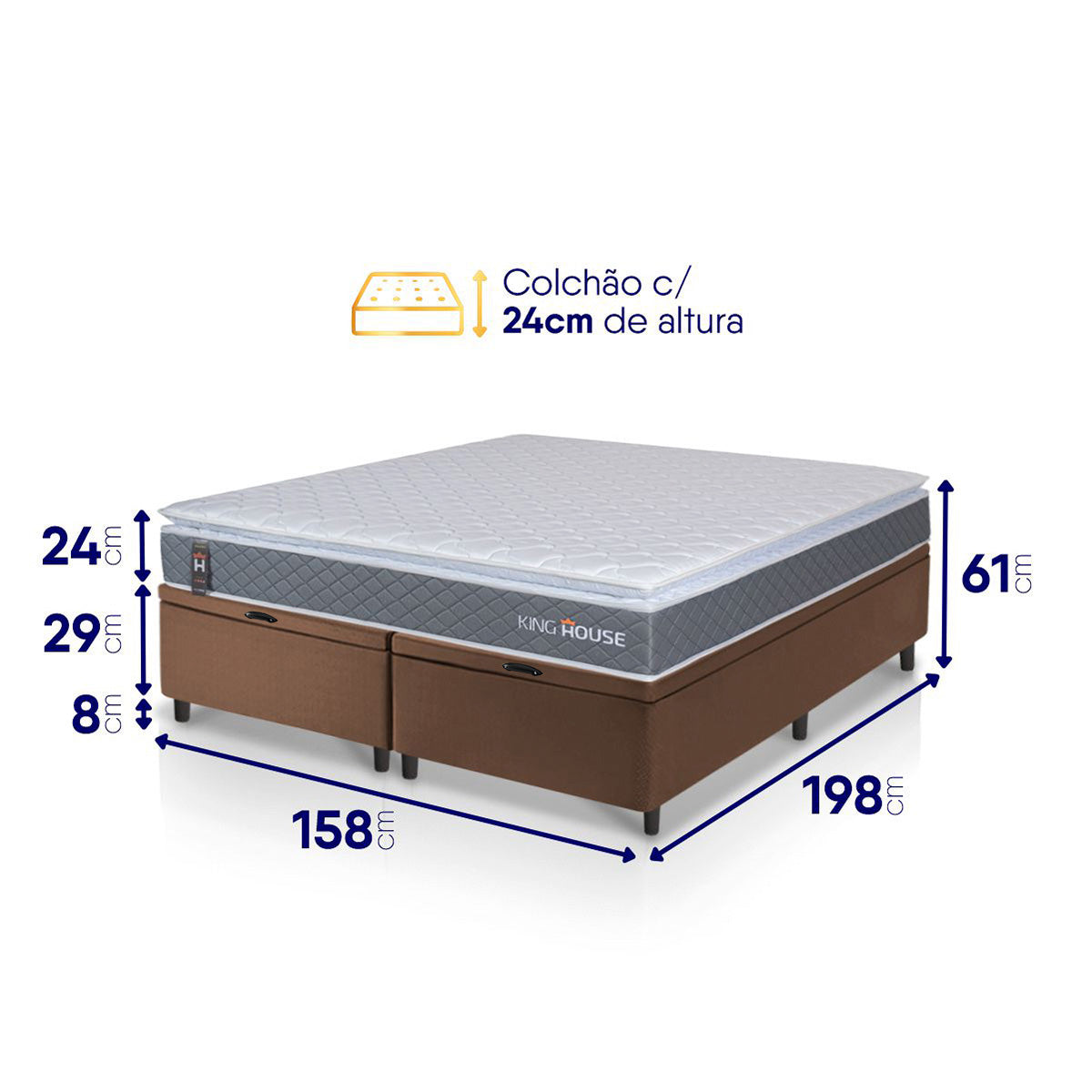 Cama Box Baú Luanda Espuma D28 Queen 158x198 King House