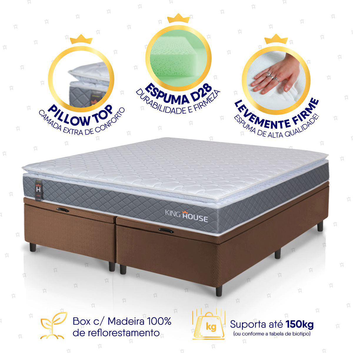 Cama Box Baú Luanda Espuma D28 King 193x203 King House