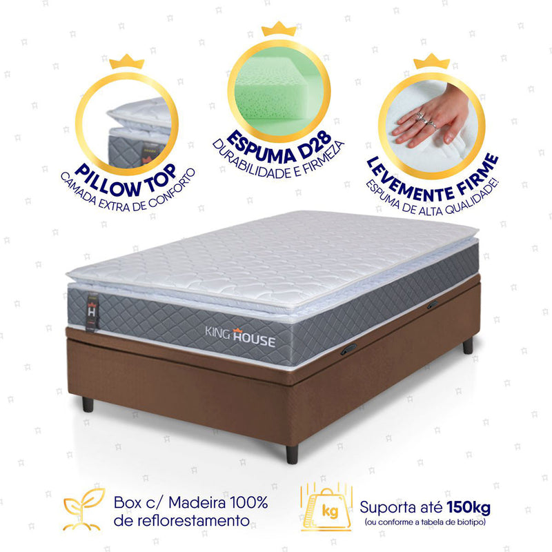 Cama Box Baú Luanda Espuma D28 Solteiro 88x188 King House