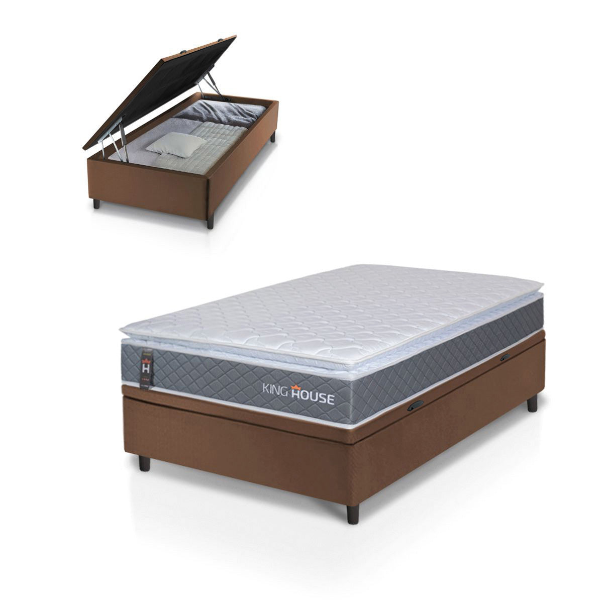 Cama Box Baú Luanda Espuma D28 Solteiro 88x188 King House