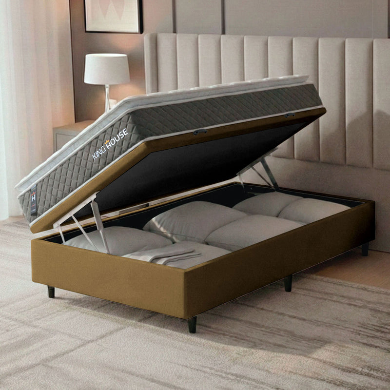 Cama Box Baú Luanda Espuma D28 Solteirão 96x203 King House