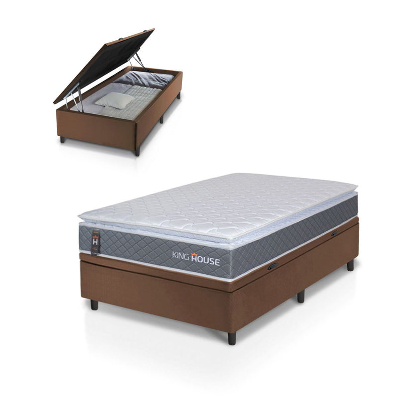 Cama Box Baú Luanda Espuma D28 Solteirão 96x203 King House