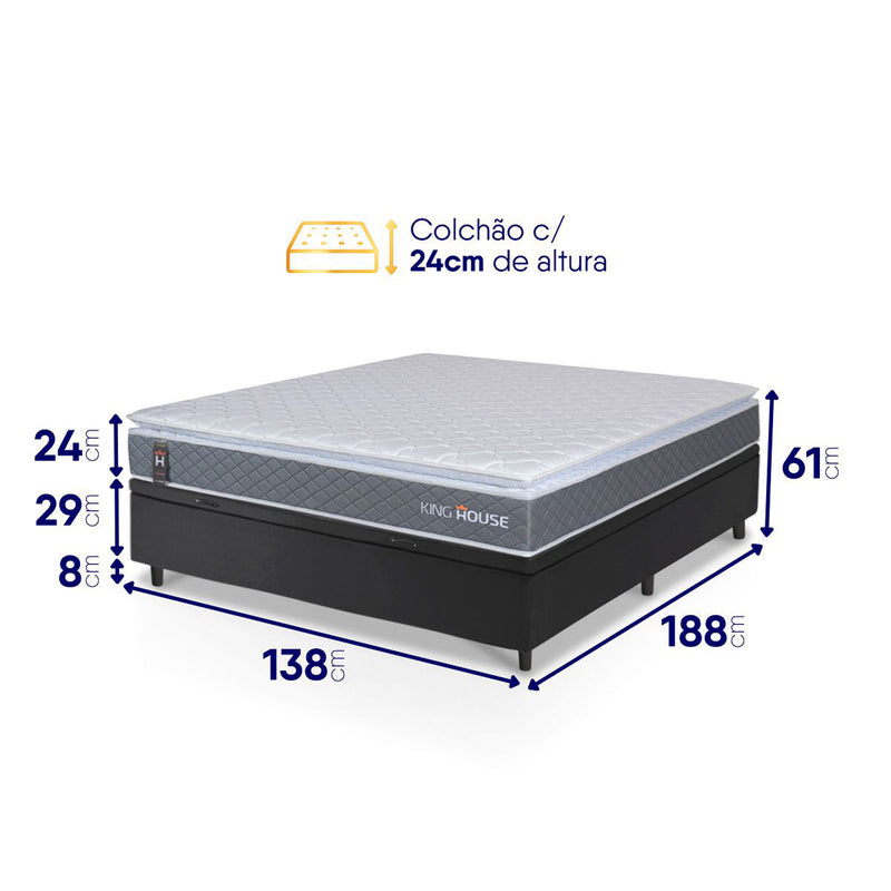 Cama Box Baú Luanda Espuma D28 Casal 138x188 King House
