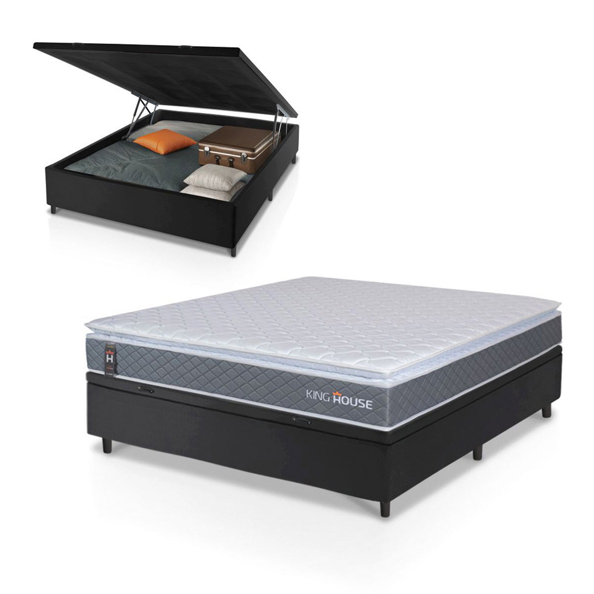 Cama Box Baú Luanda Espuma D28 Casal 138x188 King House