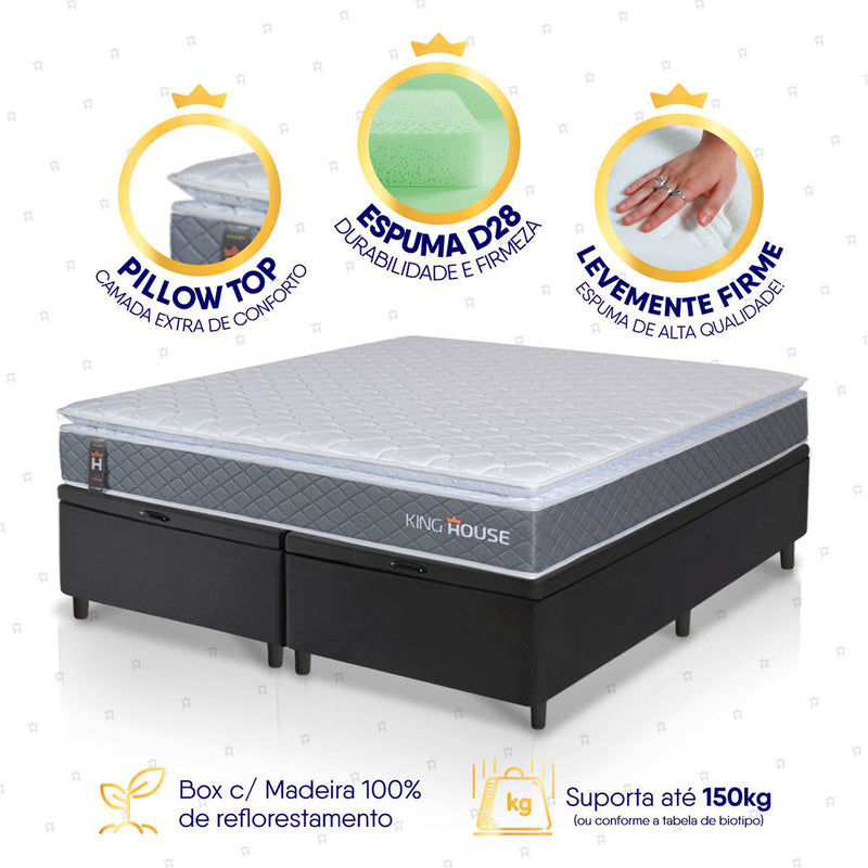 Cama Box Baú Luanda Espuma D28 Queen 158x198 King House