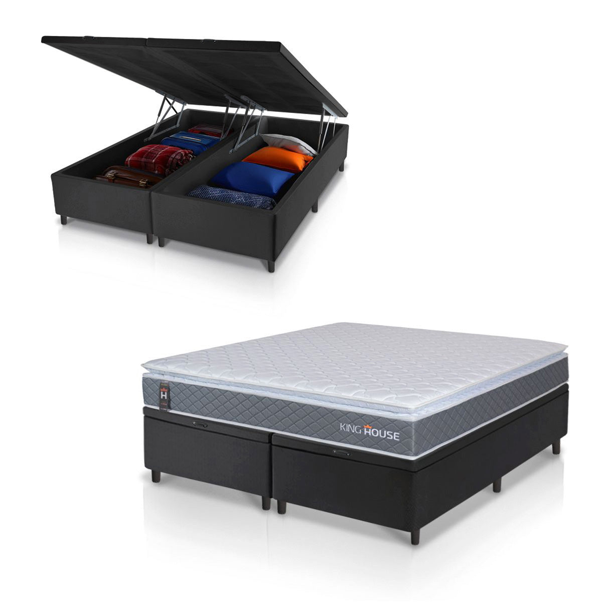Cama Box Baú Luanda Espuma D28 Queen 158x198 King House