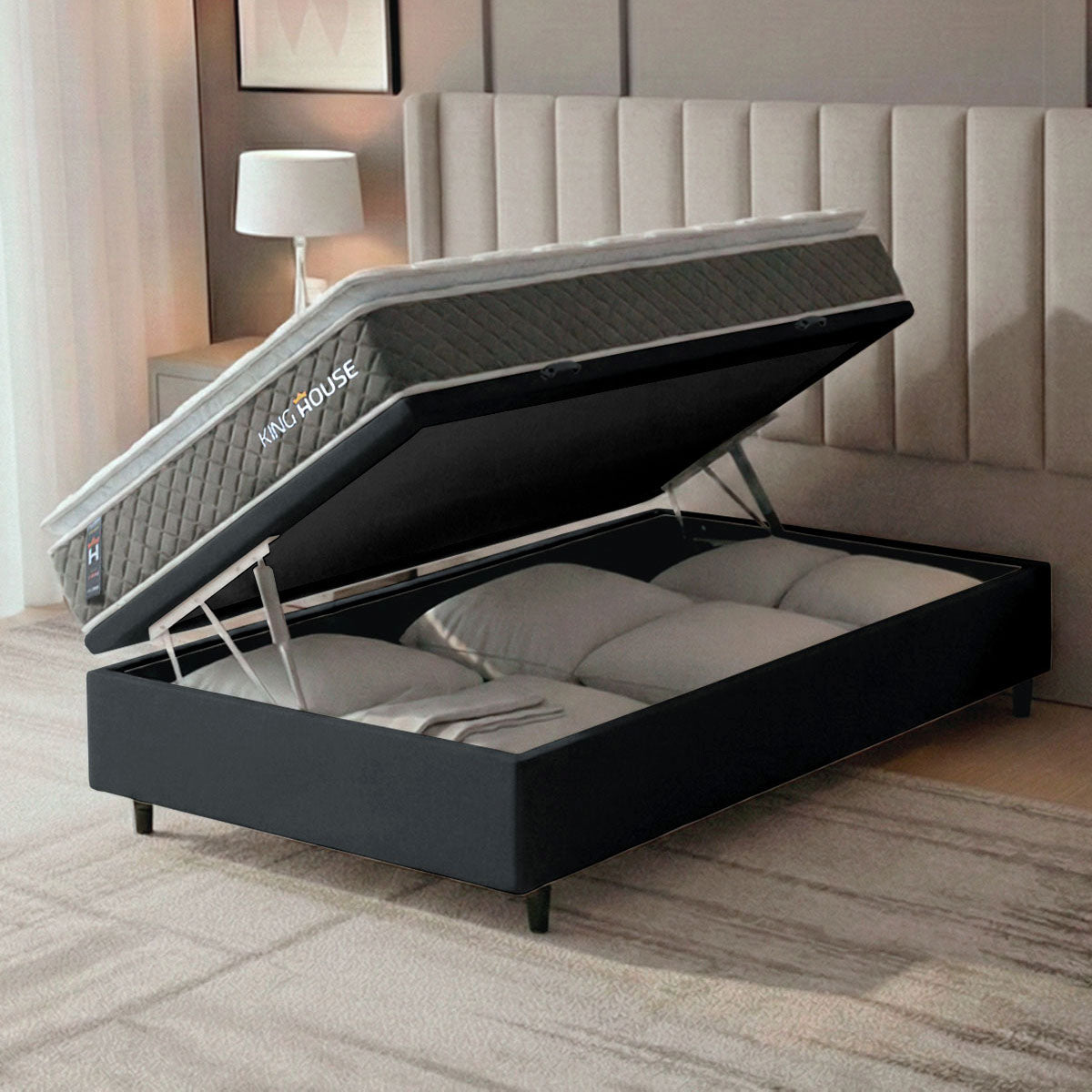 Cama Box Baú Luanda Espuma D28 Solteiro 88x188 King House