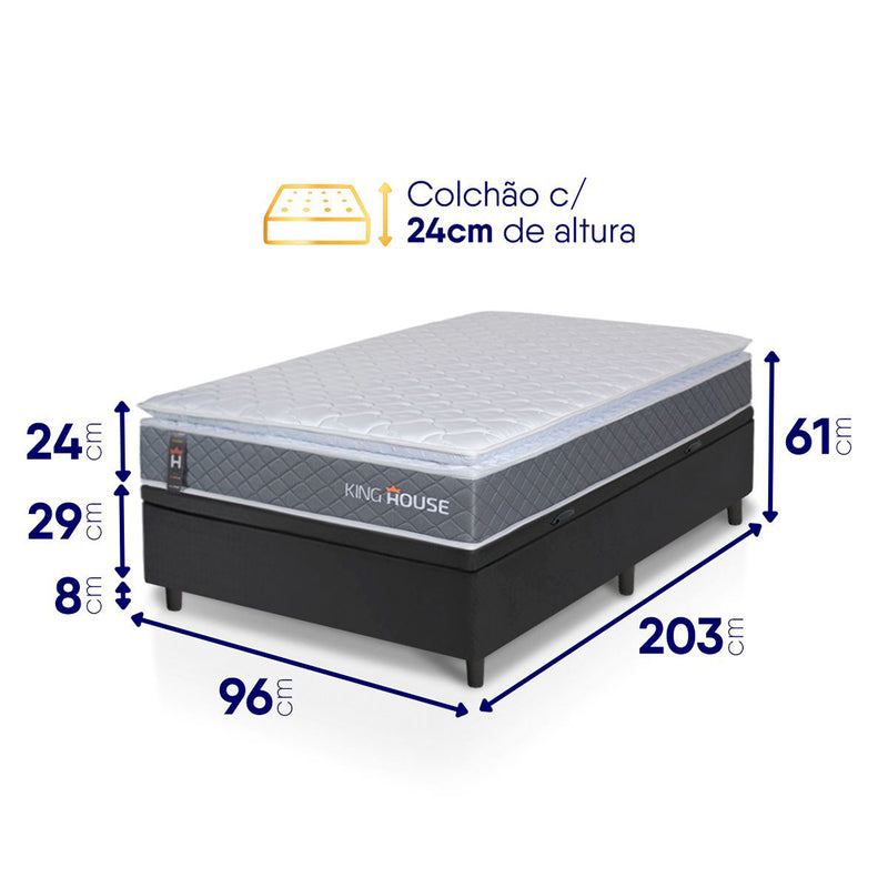 Cama Box Baú Luanda Espuma D28 Solteirão 96x203 King House