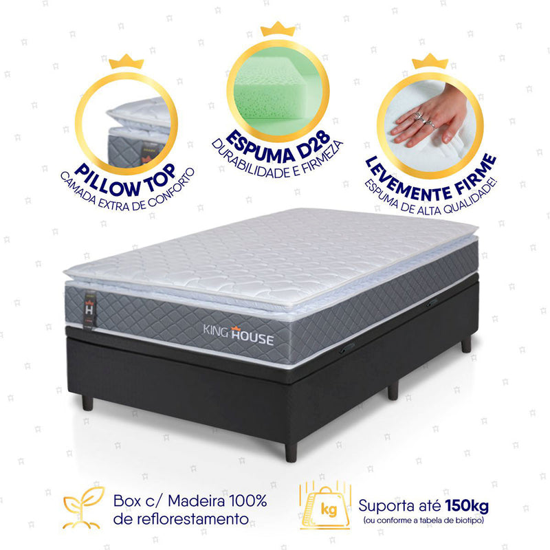 Cama Box Baú Luanda Espuma D28 Solteirão 96x203 King House