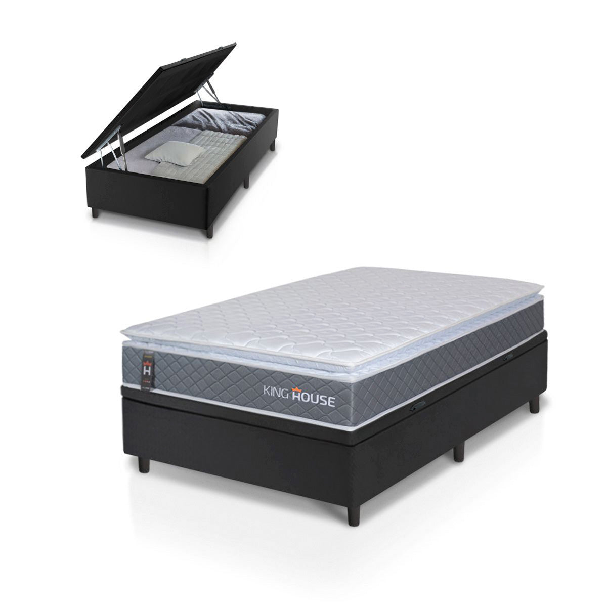 Cama Box Baú Luanda Espuma D28 Solteirão 96x203 King House