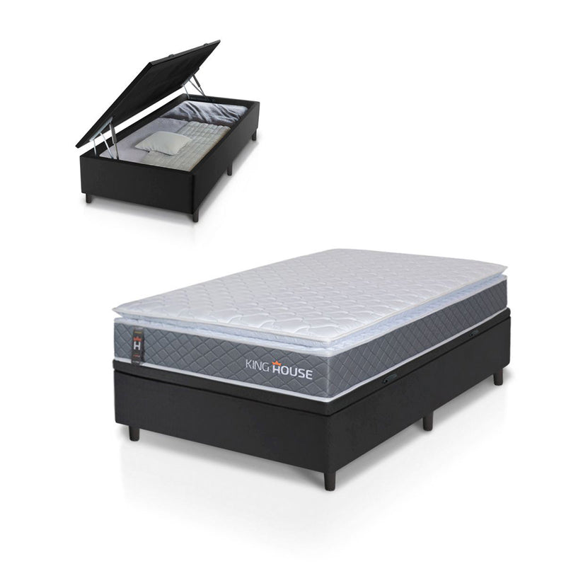 Cama Box Baú Luanda Espuma D28 Solteirão 96x203 King House
