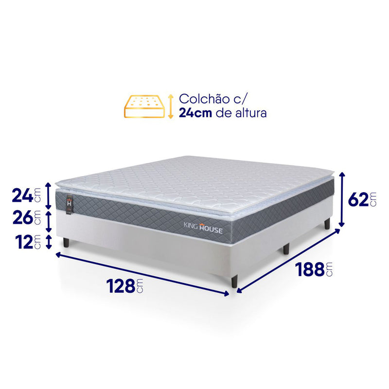 Cama Box Luanda Espuma D28 Viúva 128x188 Branco King House