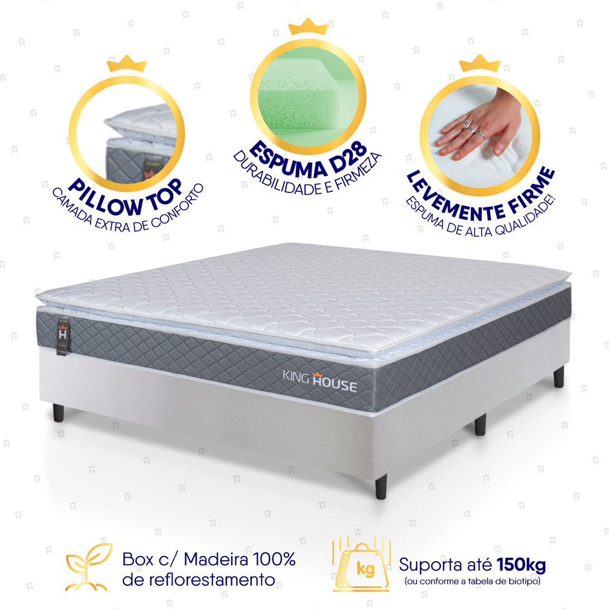 Cama Box Luanda Espuma D28 Casal 138x188 Branco King House