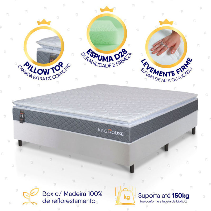 Cama Box Luanda Espuma D28 Casal 138x188 Branco King House