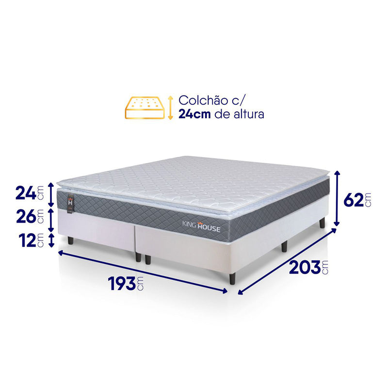 Cama Box Luanda Espuma D28 King 193x203 Branco King House