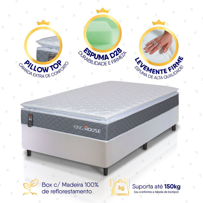 Cama Box Luanda Espuma D28 Solteiro 96x203 Branco King House