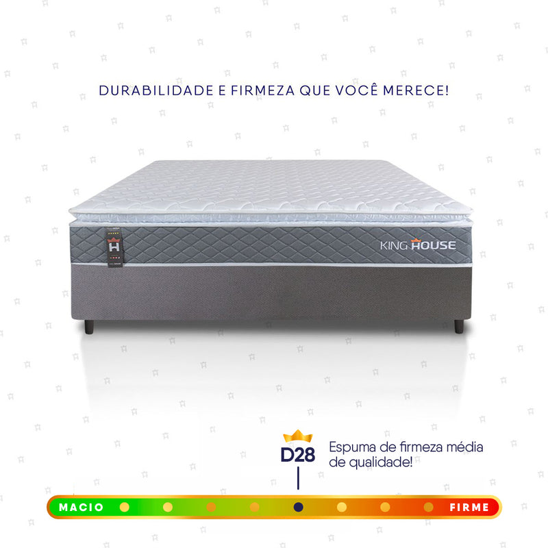 Cama Box Luanda Espuma D28 Viúva 128x188 Cinza King House