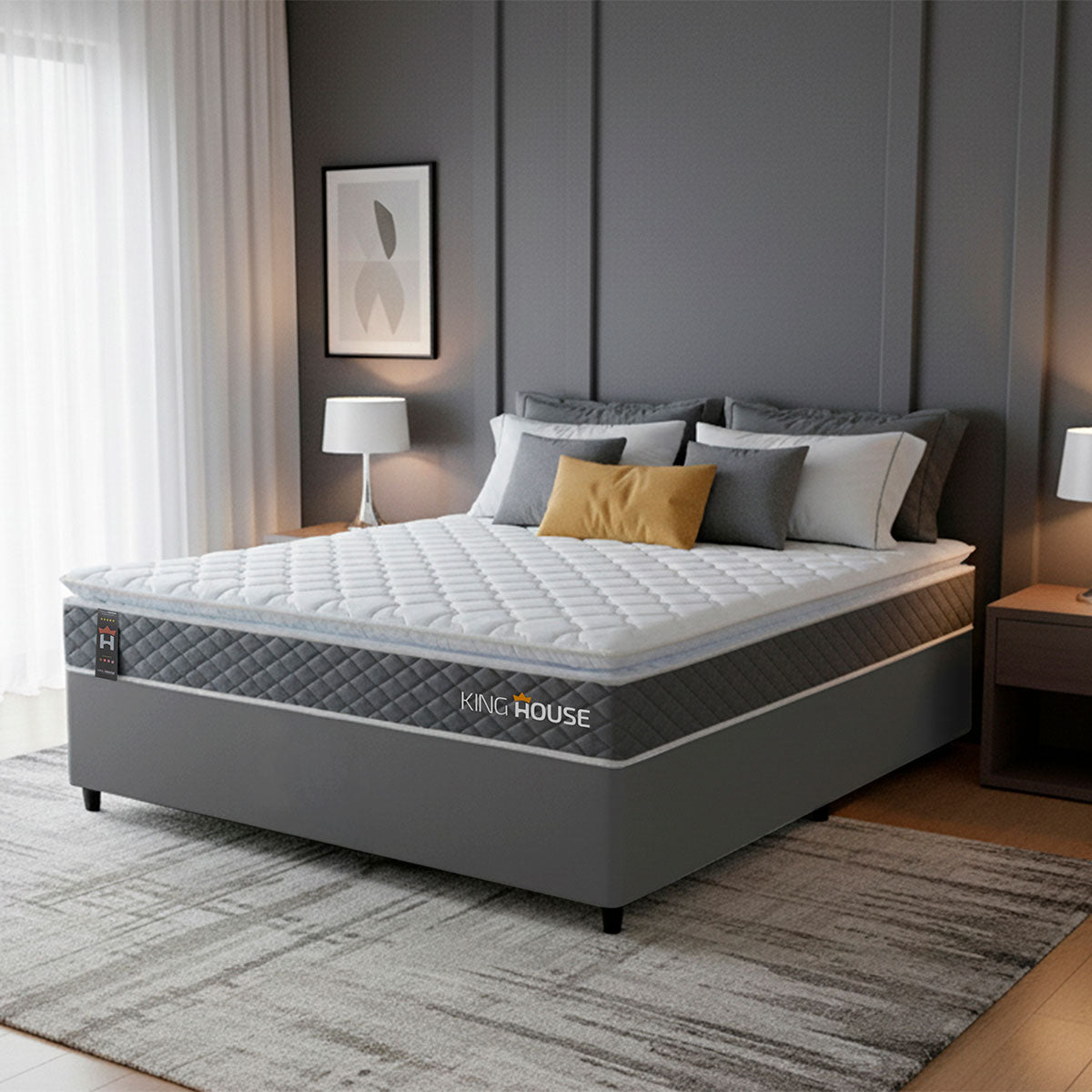 Cama Box Luanda Espuma D28 Casal 138x188 Cinza King House