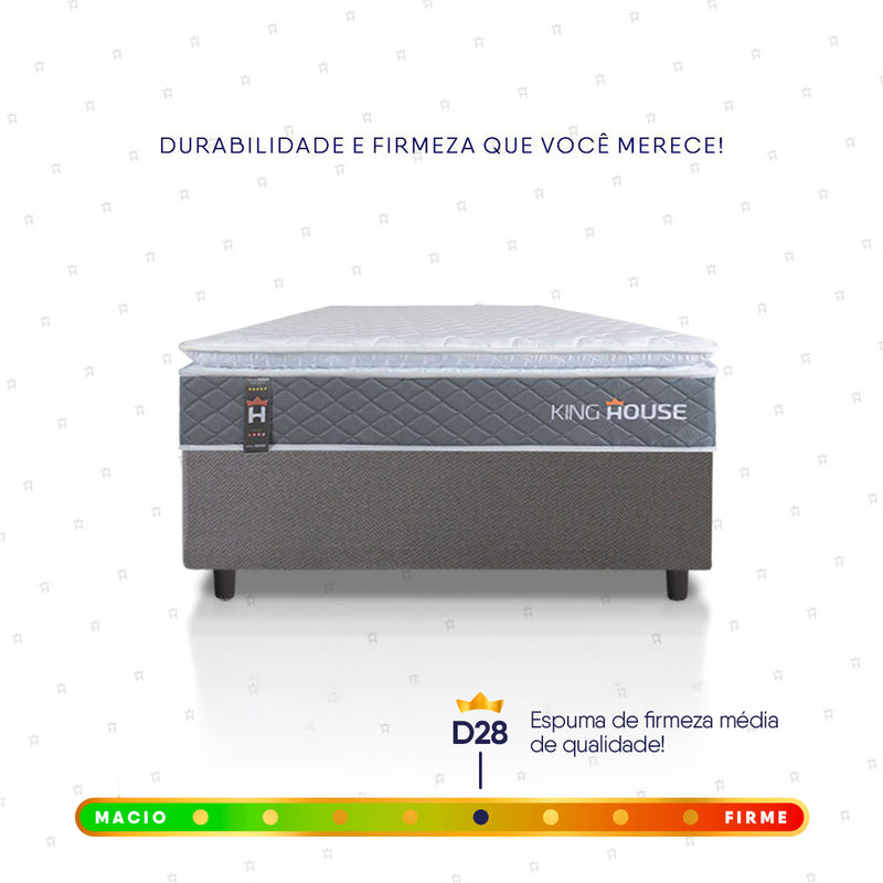 Cama Box Luanda Espuma D28 Solteiro 88x188 Cinza King House
