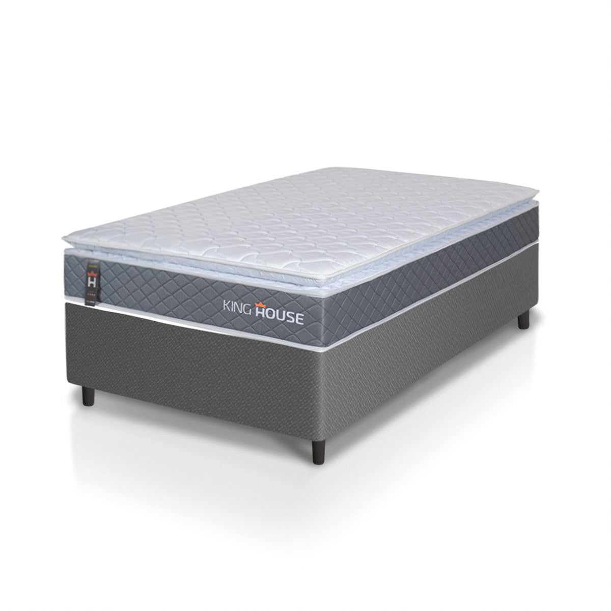 Cama Box Luanda Espuma D28 Solteiro 88x188 Cinza King House