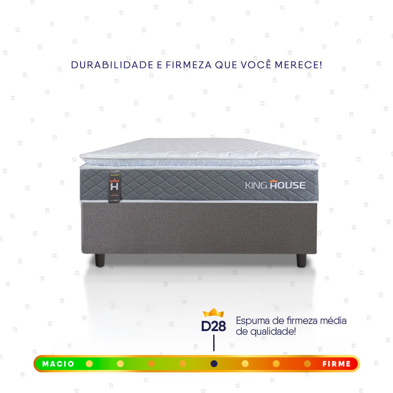 Cama Box Luanda Espuma D28 Solteirão 96x203 Cinza King House