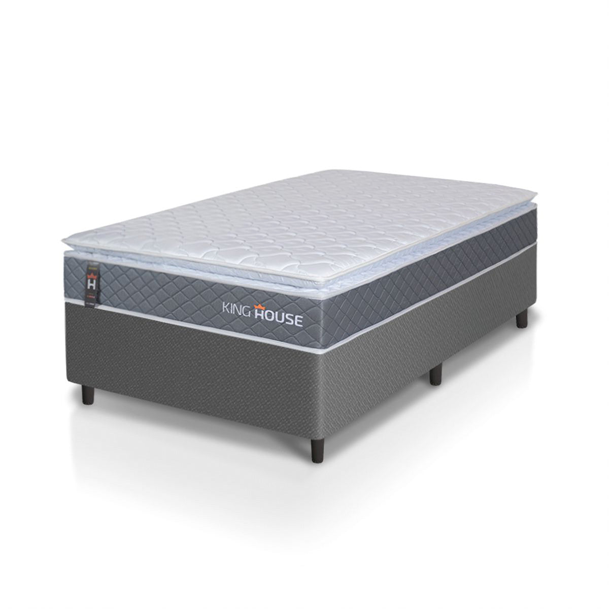Cama Box Luanda Espuma D28 Solteirão 96x203 Cinza King House