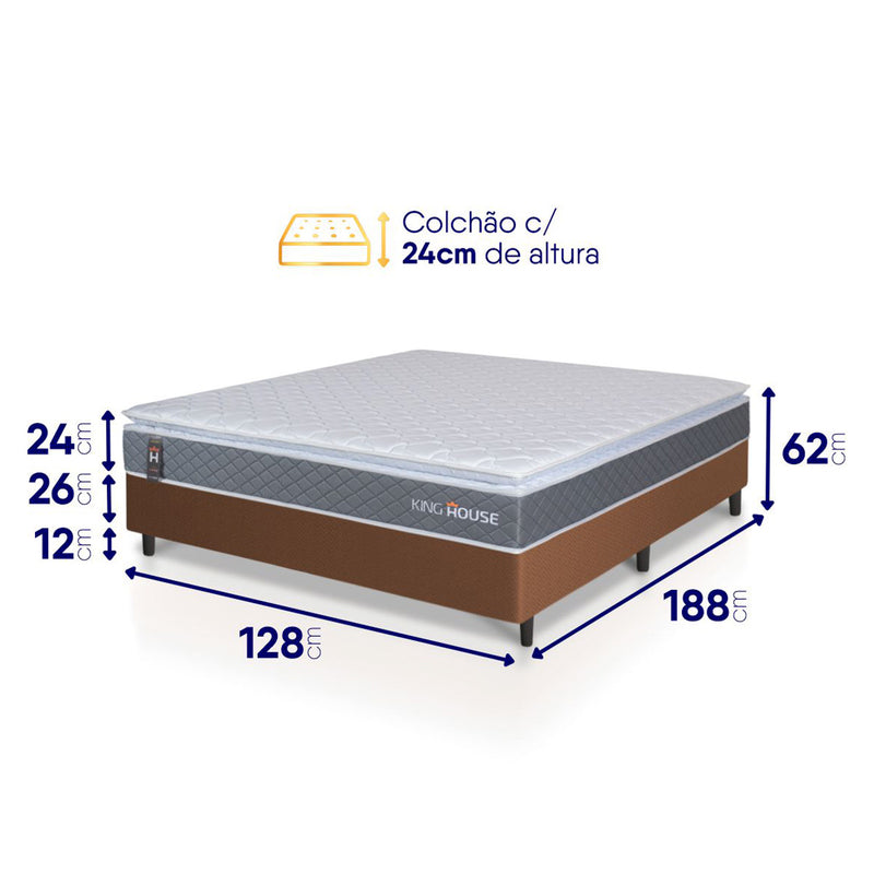 Cama Box Luanda Espuma D28 Viúva 128x188 Marrom King House