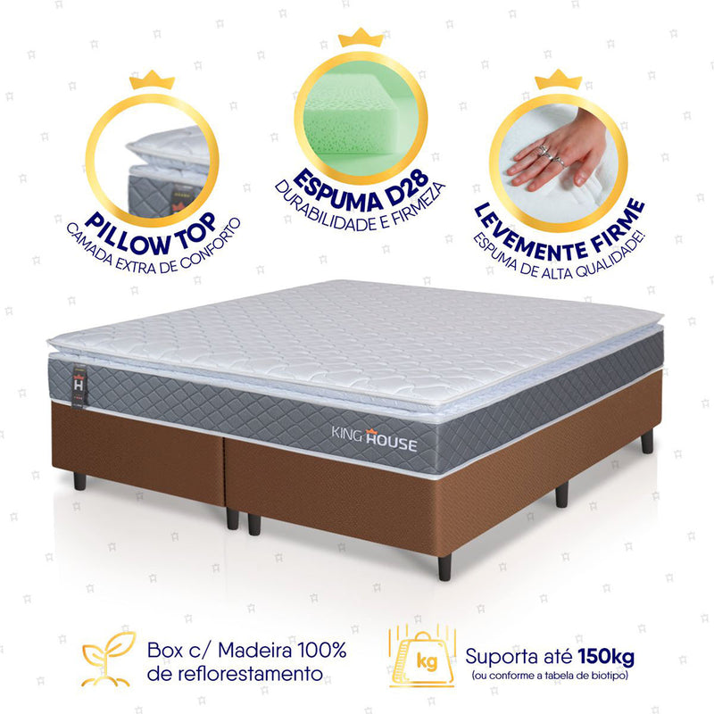 Cama Box Luanda Espuma D28 Queen 158x198 Marrom King House