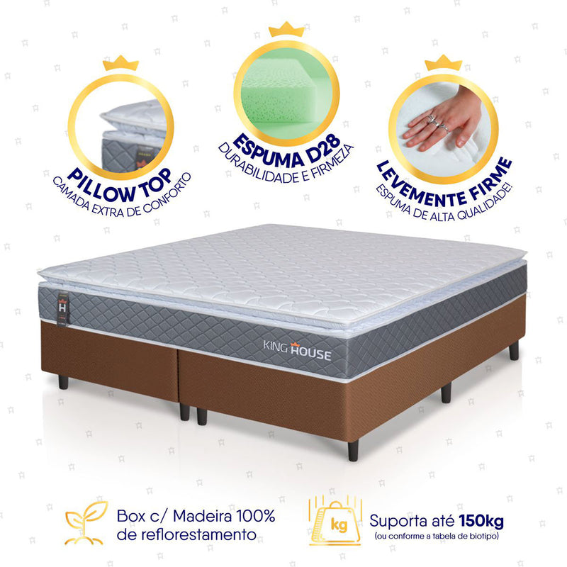 Cama Box Luanda Espuma D28 King 193x203 Marrom King House