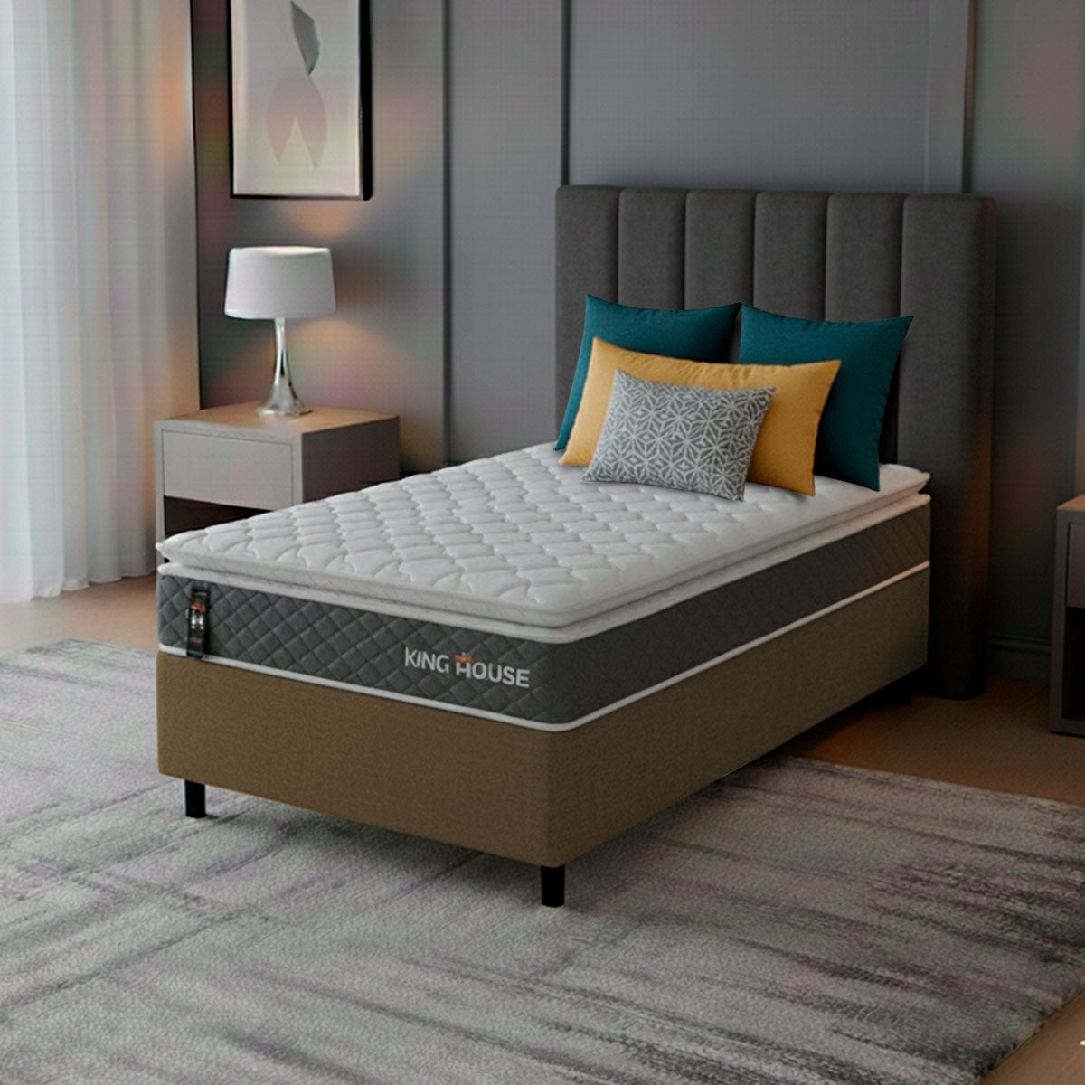 Cama Box Luanda Espuma D28 Solteiro 88x188 Marrom King House