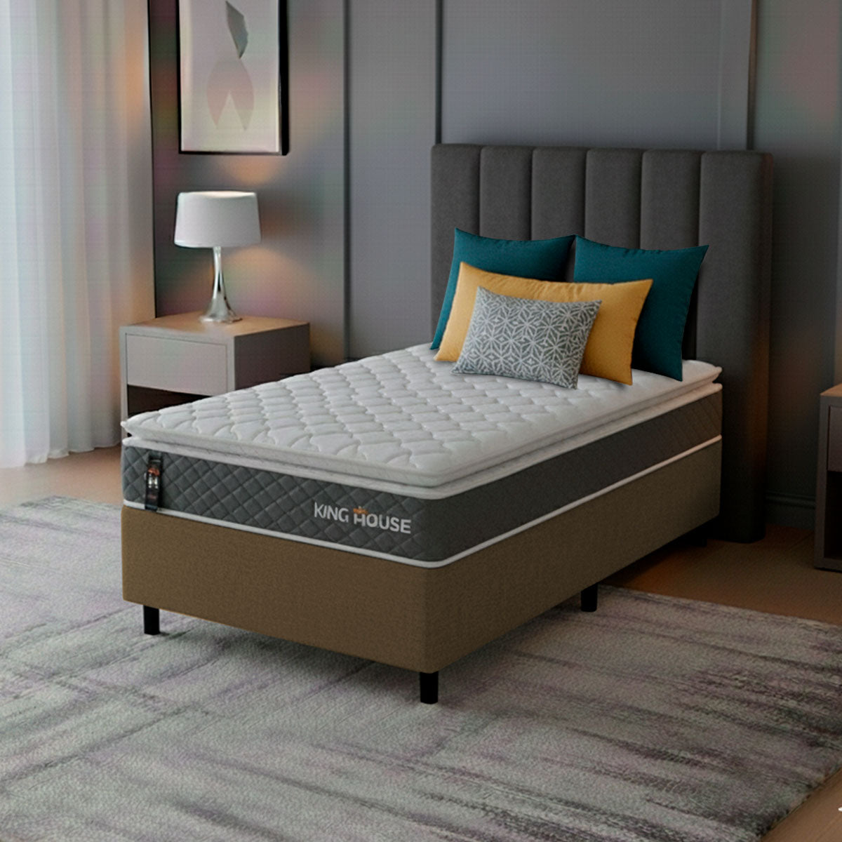 Cama Box Luanda Espuma D28 Solteiro 96x203 Marrom King House