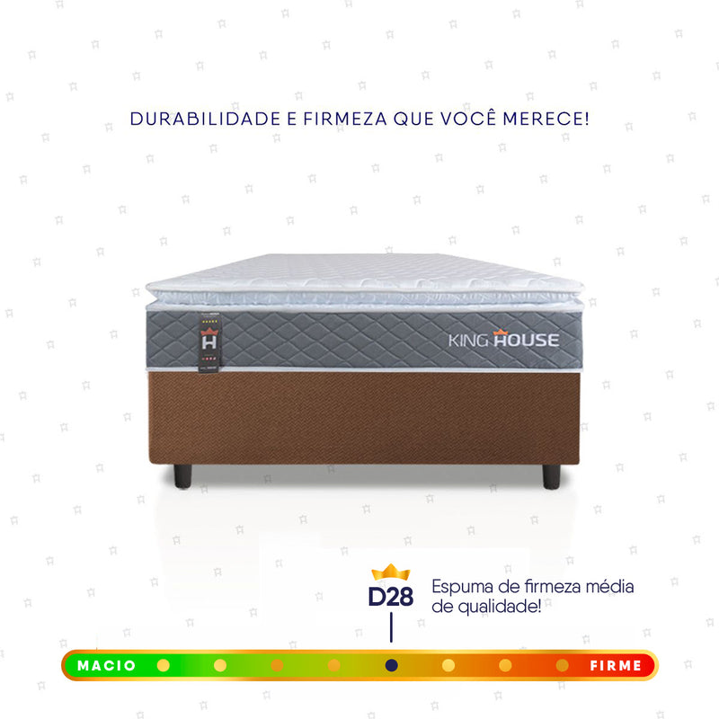 Cama Box Luanda Espuma D28 Solteiro 96x203 Marrom King House