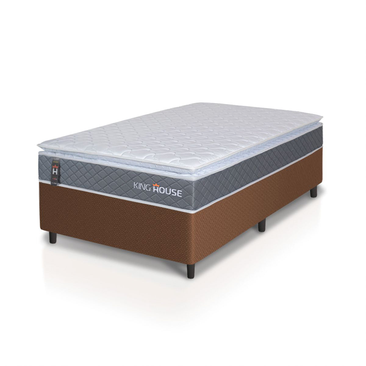 Cama Box Luanda Espuma D28 Solteiro 96x203 Marrom King House