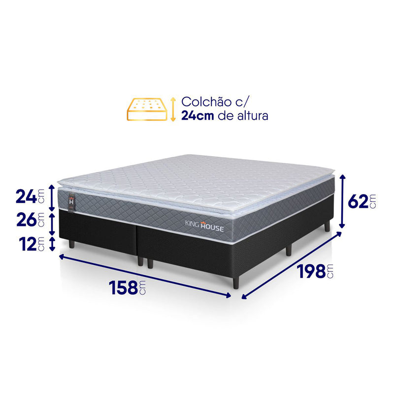 Cama Box Luanda Espuma D28 Queen 158x198 Preto King House