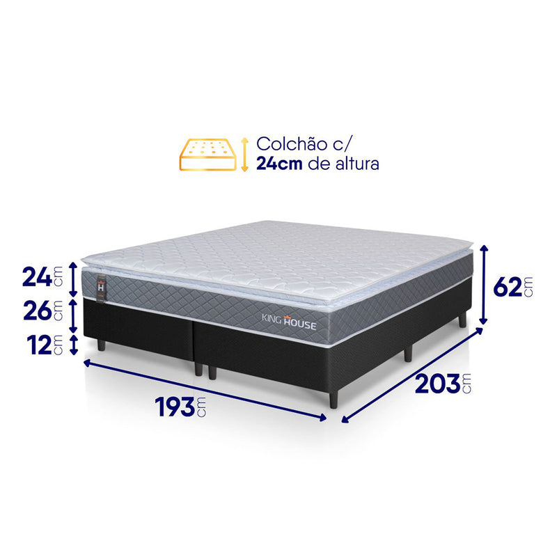 Cama Box Luanda Espuma D28 King 193x203 Preto King House