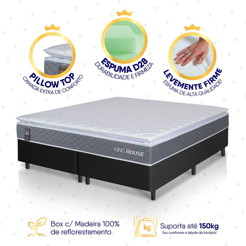 Cama Box Luanda Espuma D28 King 193x203 Preto King House