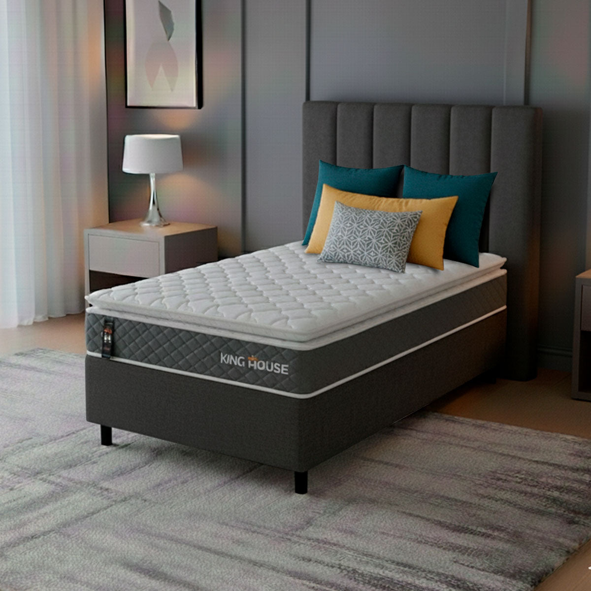 Cama Box Luanda Espuma D28 Solteiro 88x188 Preto King House