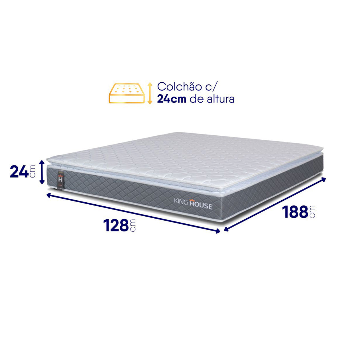 Colchão Luanda Cinza Espuma D28 Viúva 128x188x24