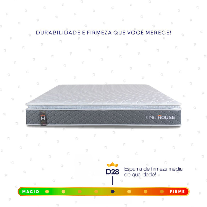 Colchão Luanda Cinza Espuma D28 Casal 138x188x24