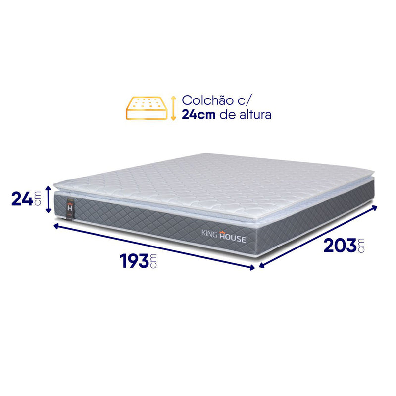 Colchão Luanda Cinza Espuma D28 King 193x203x24