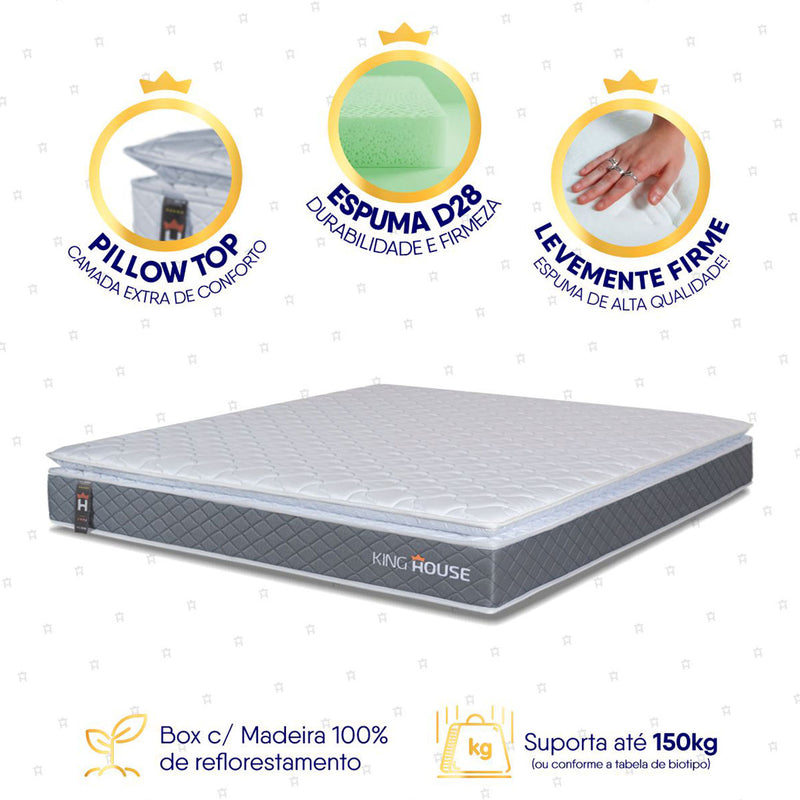 Colchão Luanda Cinza Espuma D28 King 193x203x24
