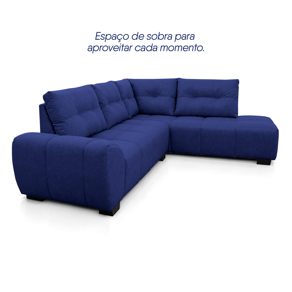 Sofá de Canto Lugano Suede Velut Azul